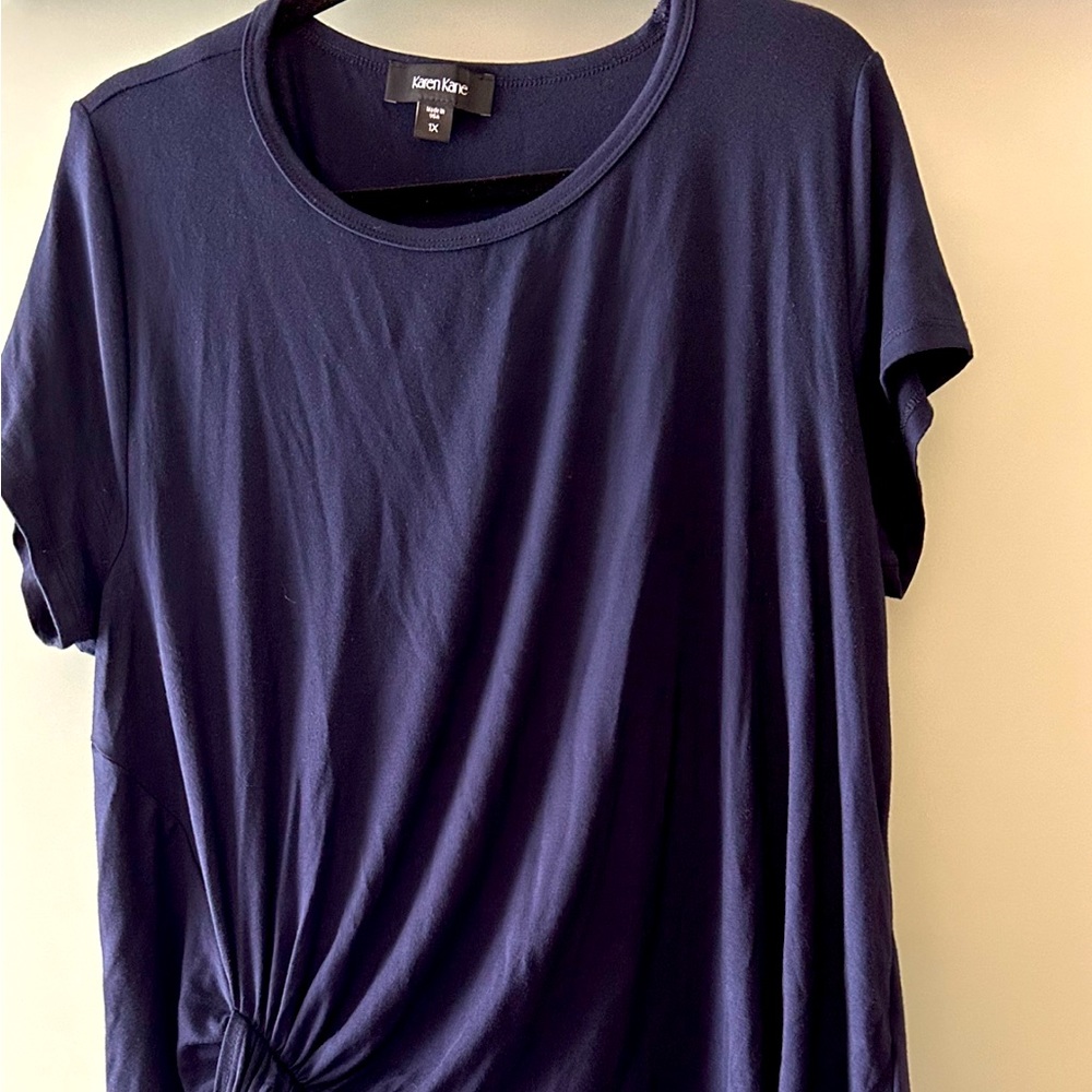 Karen Kane Navy Twist Front Top – Elegant & Flattering